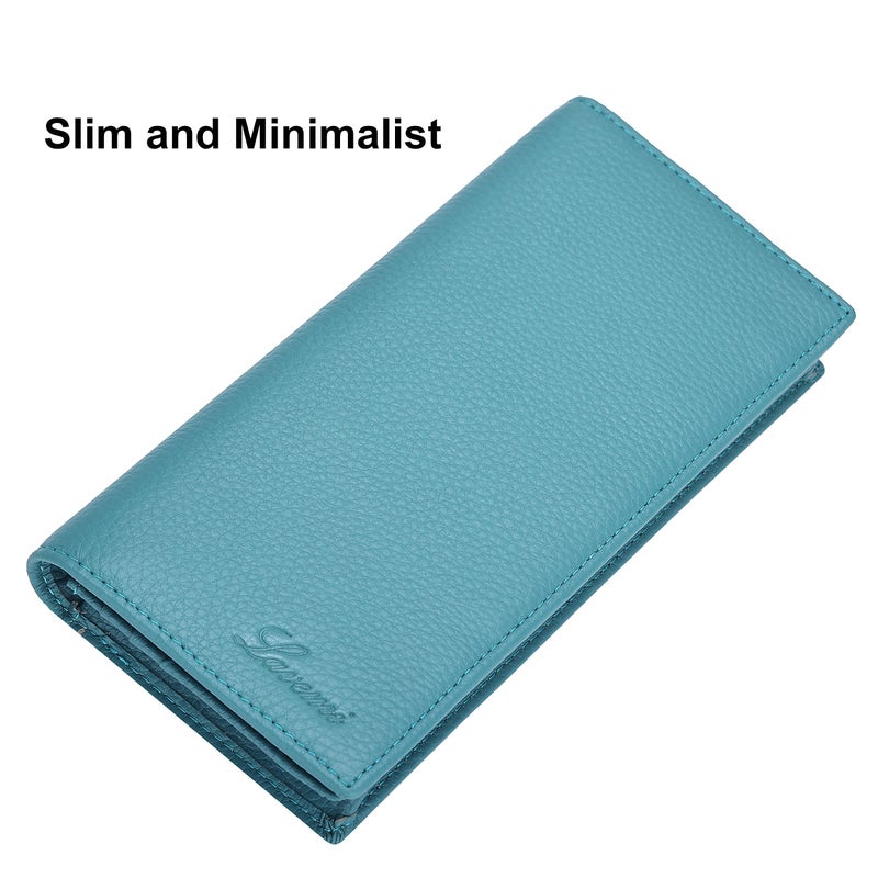Lavemi Ultra Slim Thin Leather Women Wallet RFID Blocking Credit Card Holder Bifold Long Ladies Billfold (Light Green) - Image 2